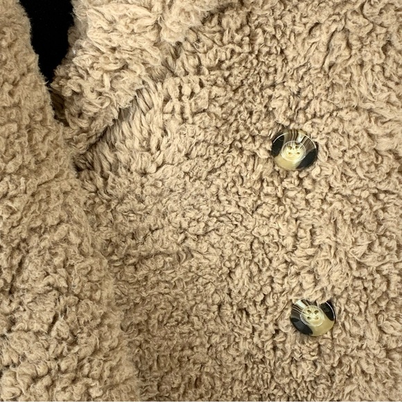 Favlux~Super Soft/Furry/Cozy Tan Oversized Notched Collar Teddy Jacket~Sz Large - Picture 6 of 16